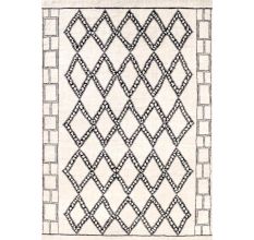 New Moroccon Design Handmade White Wool Rug